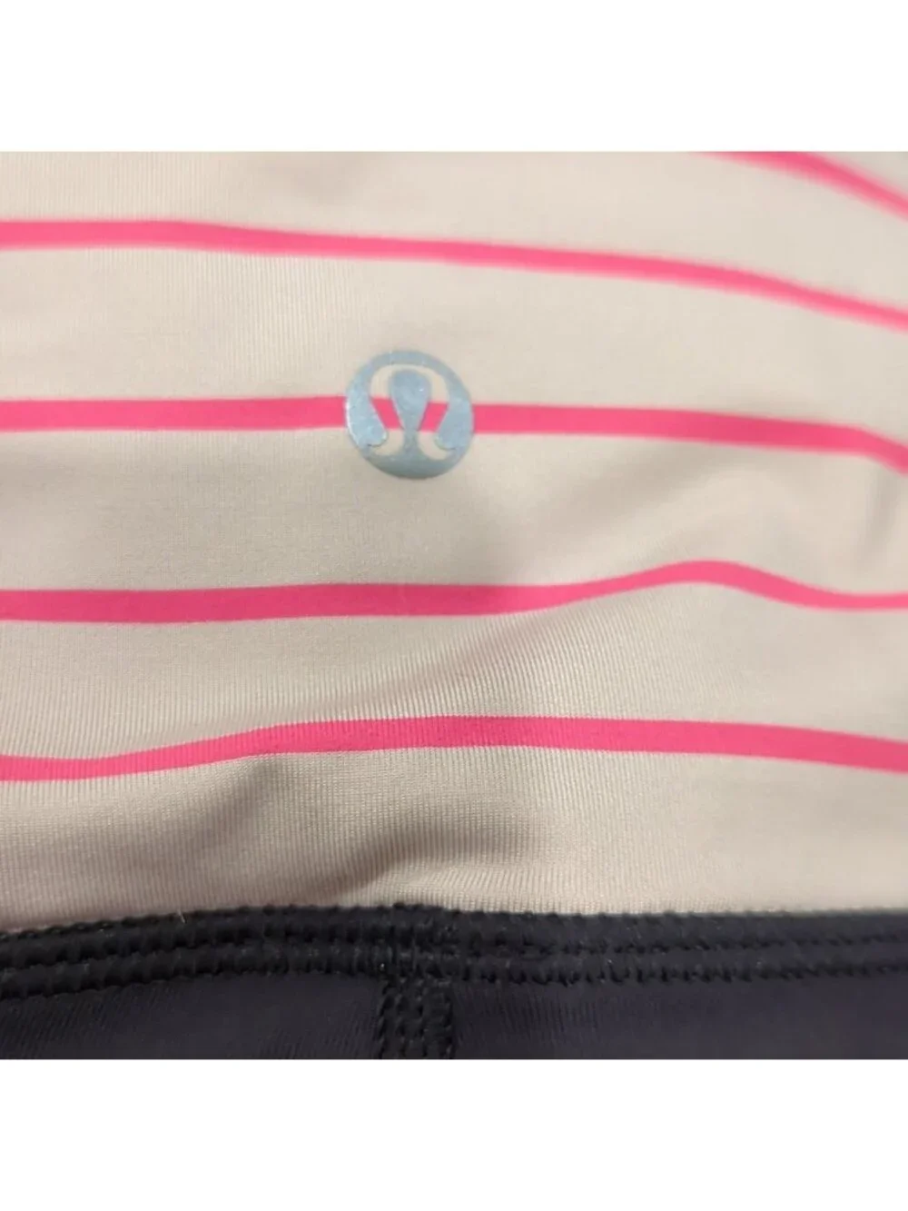 Lululemon Var-City Crop Black / Quiet Stripe Butter Pink Electric Coral